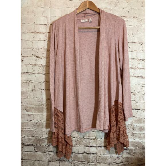 LOGO Lori Goldstein Top Womens Medium Rust Open Front Lagenlook Flowy Stretch - Picture 1 of 14